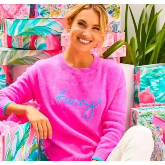 LILLY PULITZER CHARLTON SWEATER FANCY PINK TOPAZ Wool Blend Size Large - Picture 1 of 8